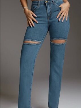 Bebe the bling skit jeans stretch blue denim size 2/26 rhinestone
